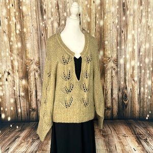 Lucky brand oversize gold with sparkle, gold thread, loosely woven sweater